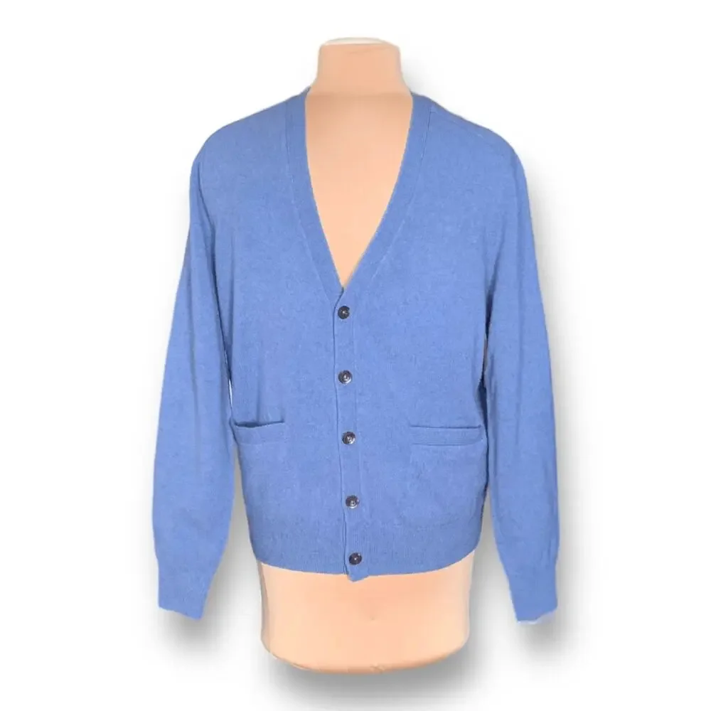 Joseph Turner Yorkshire Blue Lambswool Cardigan Sweater Men’s Medium Unisex Knit